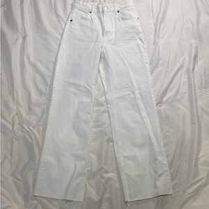 ZARA white ultra high rise wide leg jeans
